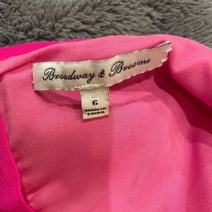 Hot pink spaghetti strap silk dress